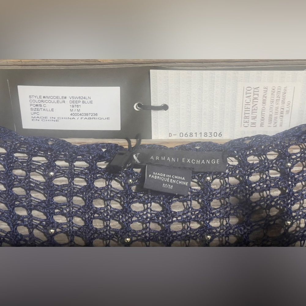 Armani Exchange NWT blue sweater and gold balls attached - Picture 4 of 6